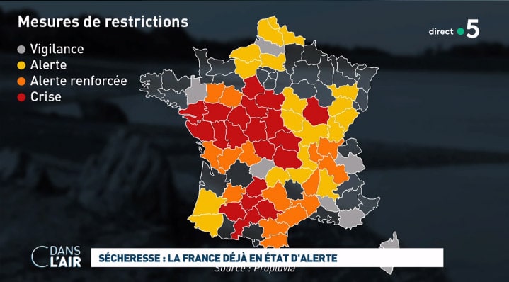 Carte de France des restrictions d'eau